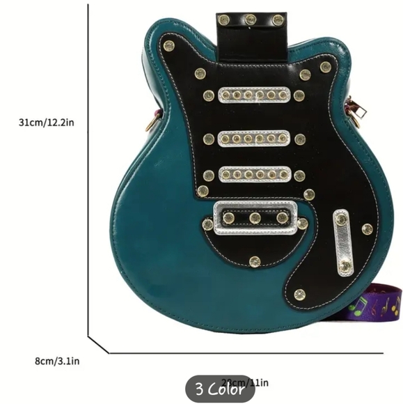 Guitar embellished pu leather guitar backpack/bag-turquoise main image 5